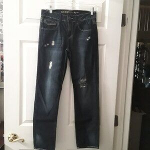 EUC Guess Los Angeles Juniors Semi Distressed Flap Pocket Denim Jeans Size 14